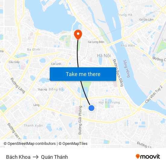 Bách Khoa to Quán Thánh map