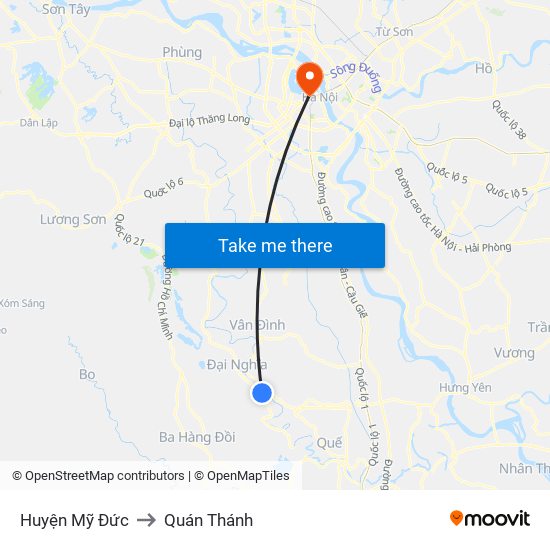 Huyện Mỹ Đức to Quán Thánh map