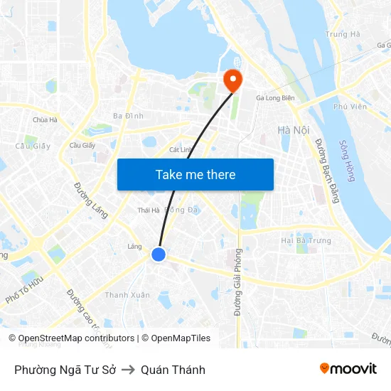 Phường Ngã Tư Sở to Quán Thánh map