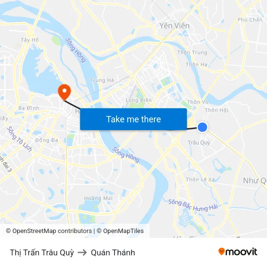 Thị Trấn Trâu Quỳ to Quán Thánh map
