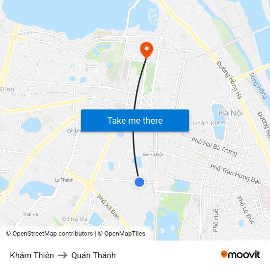 Khâm Thiên to Quán Thánh map