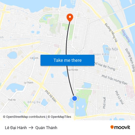 Lê Đại Hành to Quán Thánh map