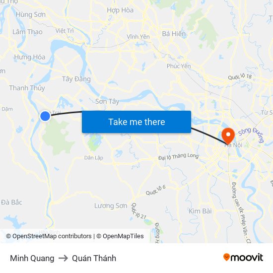 Minh Quang to Quán Thánh map