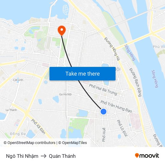 Ngô Thì Nhậm to Quán Thánh map