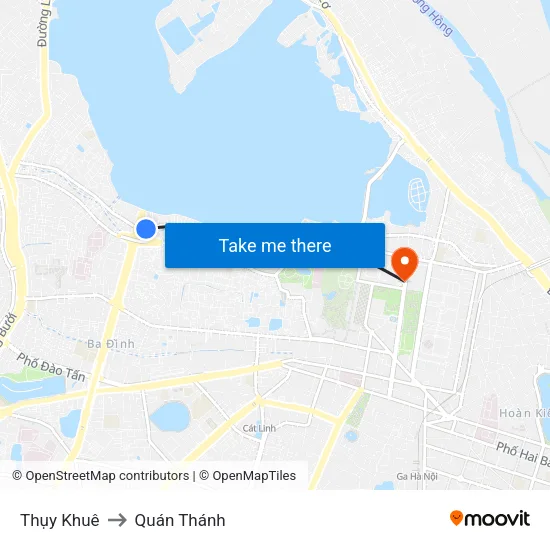 Thụy Khuê to Quán Thánh map