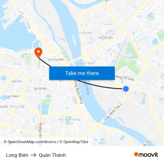 Long Biên to Quán Thánh map