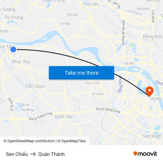 Sen Chiểu to Quán Thánh map