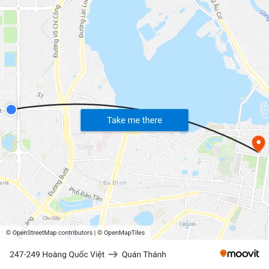 247-249 Hoàng Quốc Việt to Quán Thánh map