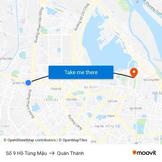 Số 9 Hồ Tùng Mậu to Quán Thánh map