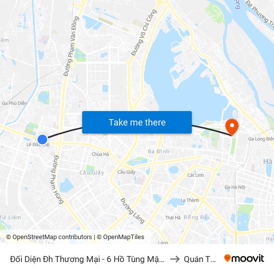 Đối Diện Đh Thương Mại - 6 Hồ Tùng Mậu (Cột Sau) to Quán Thánh map