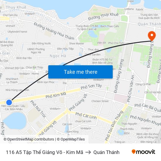 116 A5 Tập Thể Giảng Võ - Kim Mã to Quán Thánh map