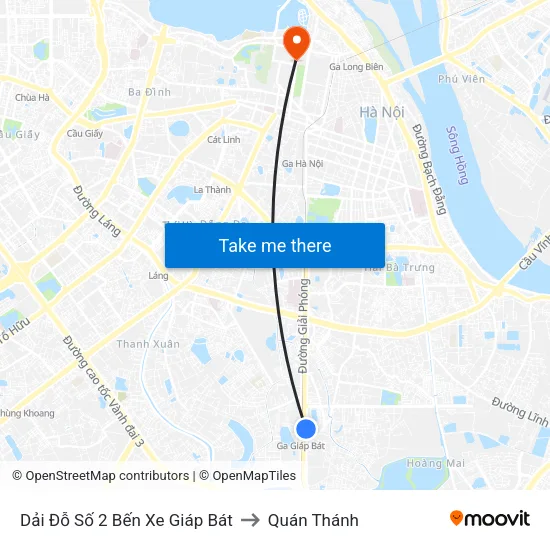 Dải Đỗ Số 2 Bến Xe Giáp Bát to Quán Thánh map