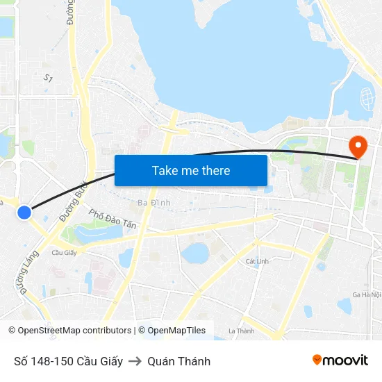 Số 148-150 Cầu Giấy to Quán Thánh map