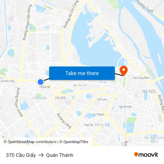 370 Cầu Giấy to Quán Thánh map