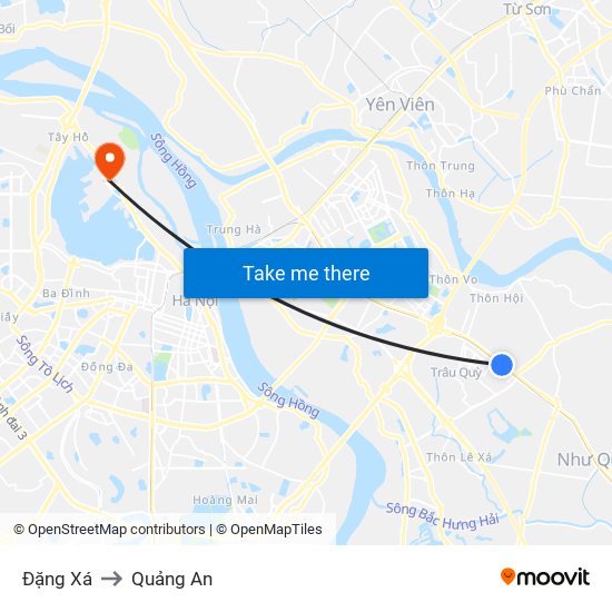 Đặng Xá to Quảng An map