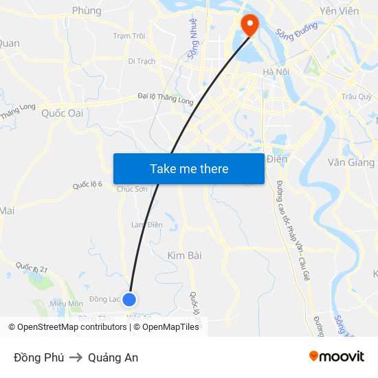 Đồng Phú to Quảng An map