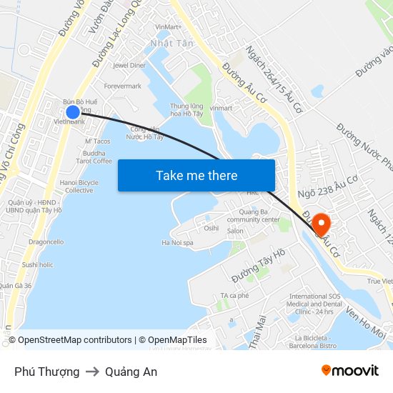 Phú Thượng to Quảng An map