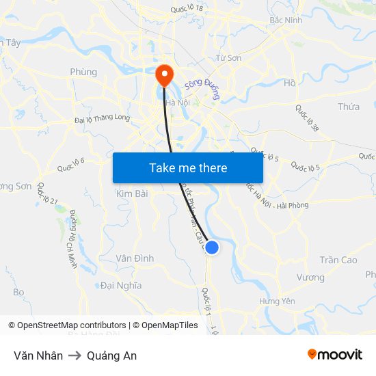 Văn Nhân to Quảng An map