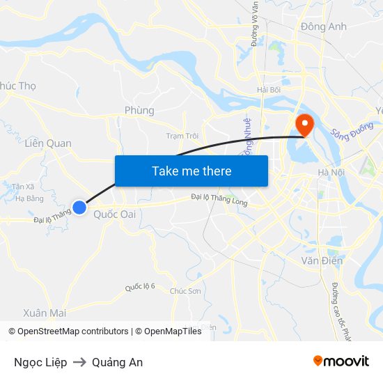 Ngọc Liệp to Quảng An map