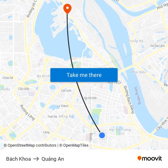 Bách Khoa to Quảng An map
