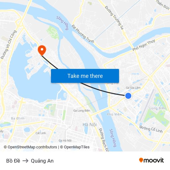 Bồ Đề to Quảng An map