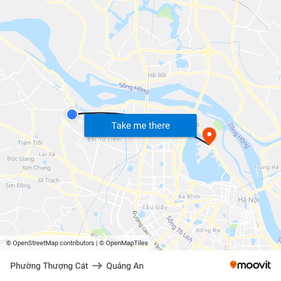 Phường Thượng Cát to Quảng An map