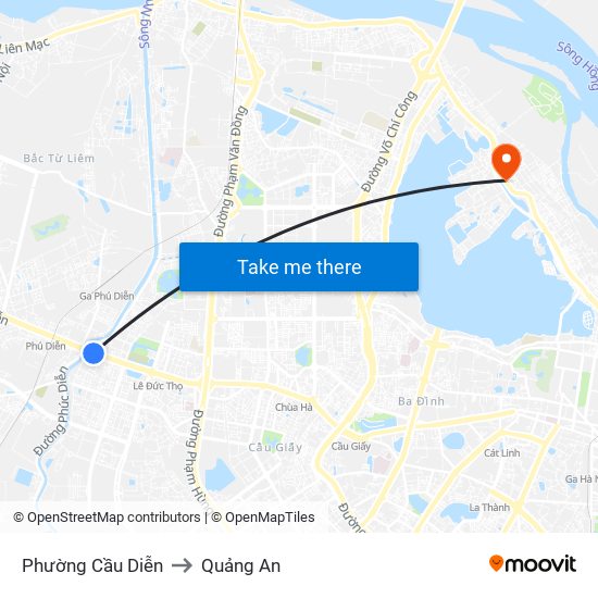 Phường Cầu Diễn to Quảng An map