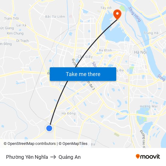 Phường Yên Nghĩa to Quảng An map