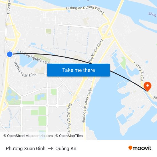 Phường Xuân Đỉnh to Quảng An map