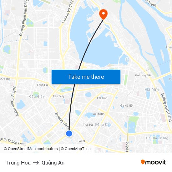 Trung Hòa to Quảng An map