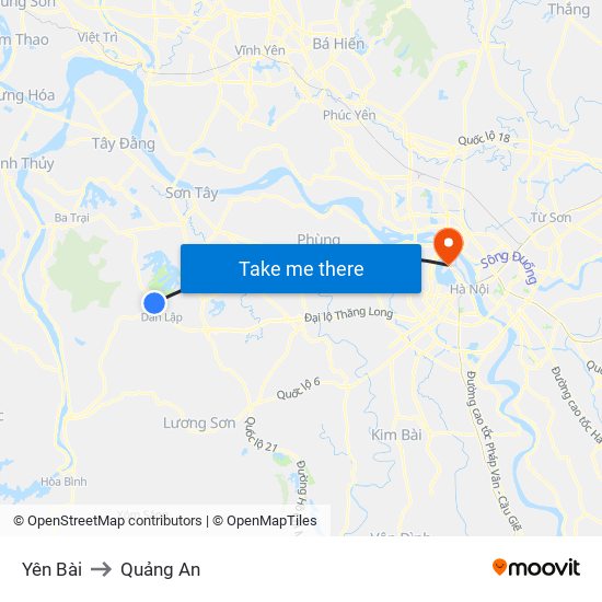 Yên Bài to Quảng An map