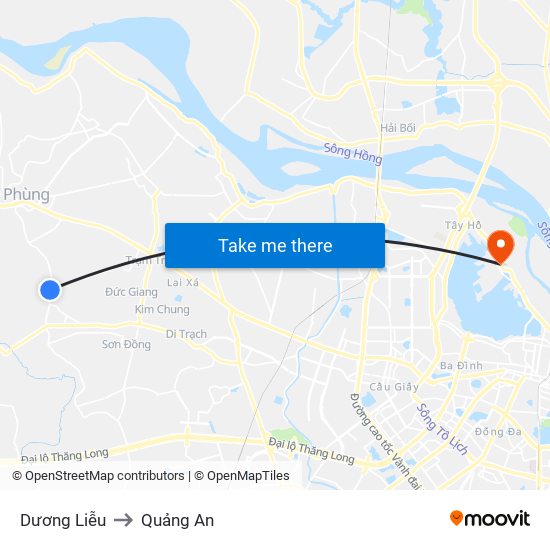 Dương Liễu to Quảng An map