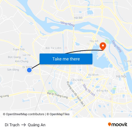 Di Trạch to Quảng An map