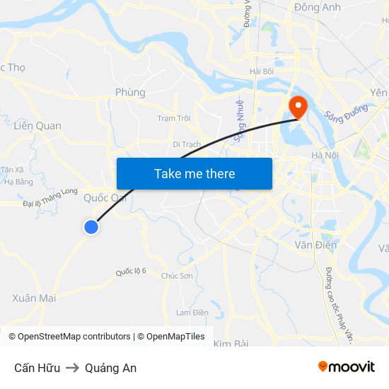 Cấn Hữu to Quảng An map