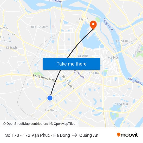 Số 170 - 172 Vạn Phúc - Hà Đông to Quảng An map