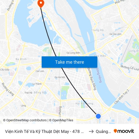 Viện Kinh Tế Và Kỹ Thuật Dệt May - 478 Minh Khai to Quảng An map