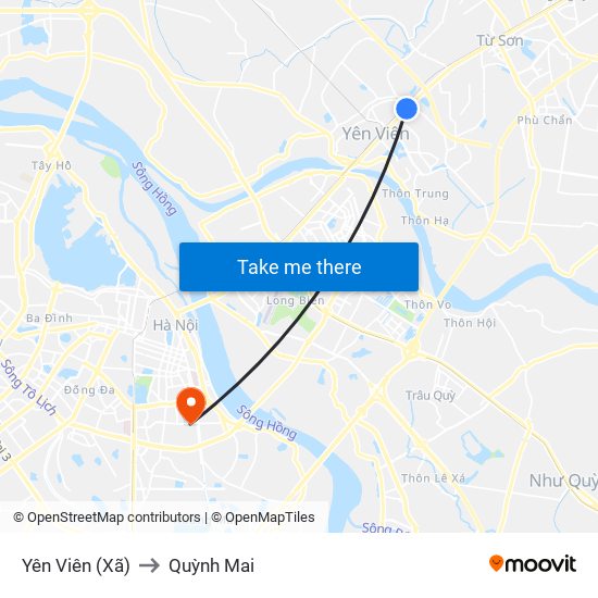 Yên Viên (Xã) to Quỳnh Mai map