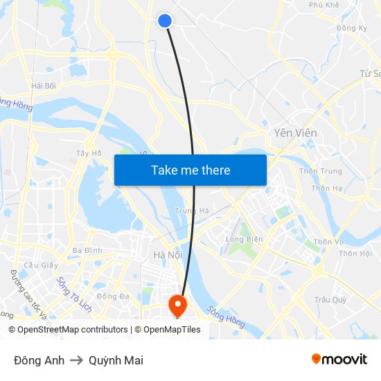 Đông Anh to Quỳnh Mai map