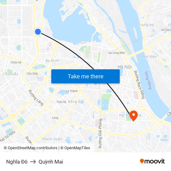 Nghĩa Đô to Quỳnh Mai map
