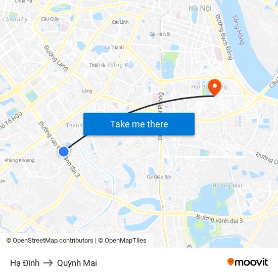 Hạ Đình to Quỳnh Mai map