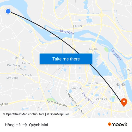 Hồng Hà to Quỳnh Mai map