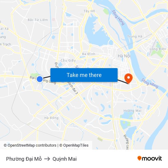 Phường Đại Mỗ to Quỳnh Mai map