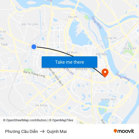 Phường Cầu Diễn to Quỳnh Mai map