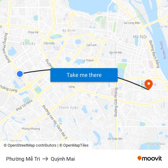 Phường Mễ Trì to Quỳnh Mai map