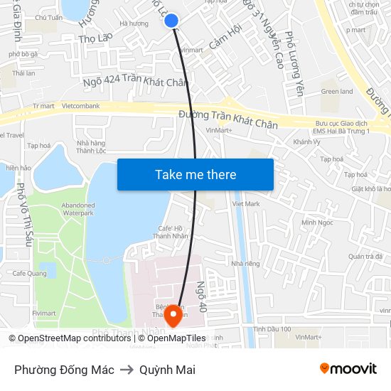 Phường Đống Mác to Quỳnh Mai map