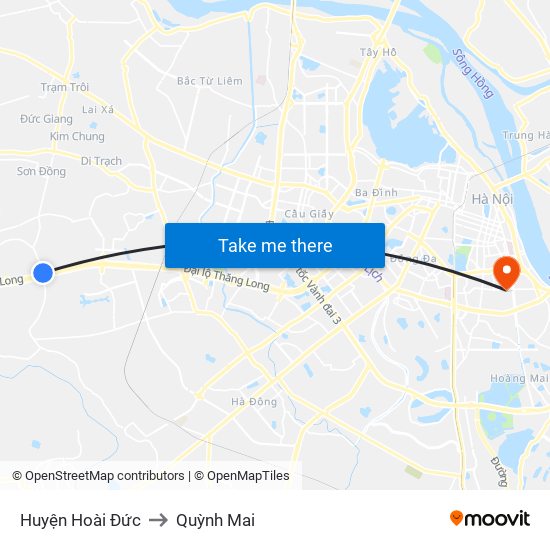 Huyện Hoài Đức to Quỳnh Mai map