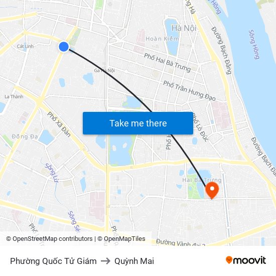 Phường Quốc Tử Giám to Quỳnh Mai map