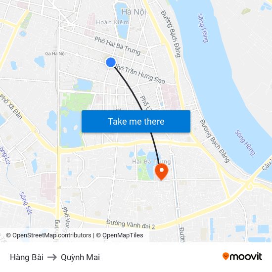 Hàng Bài to Quỳnh Mai map
