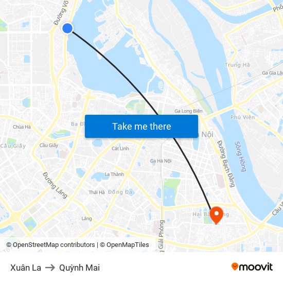 Xuân La to Quỳnh Mai map