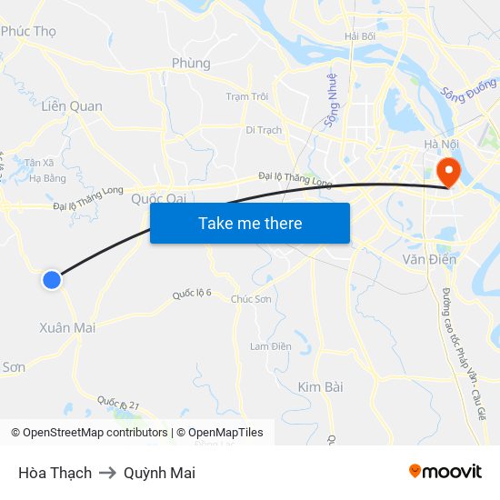 Hòa Thạch to Quỳnh Mai map